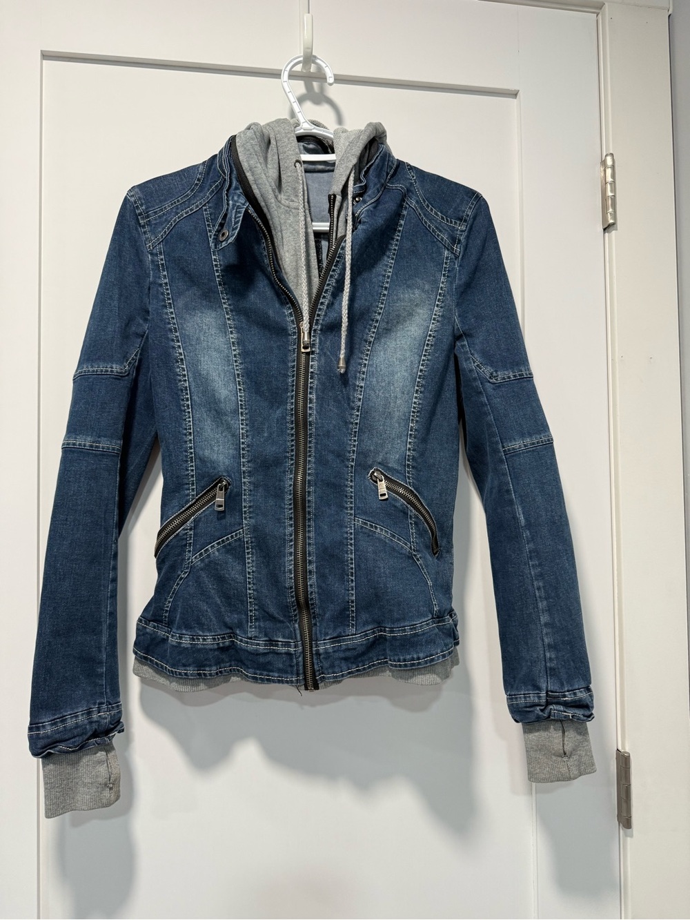 DownEast Blue Denim Jacket with Grey Hooded Liner